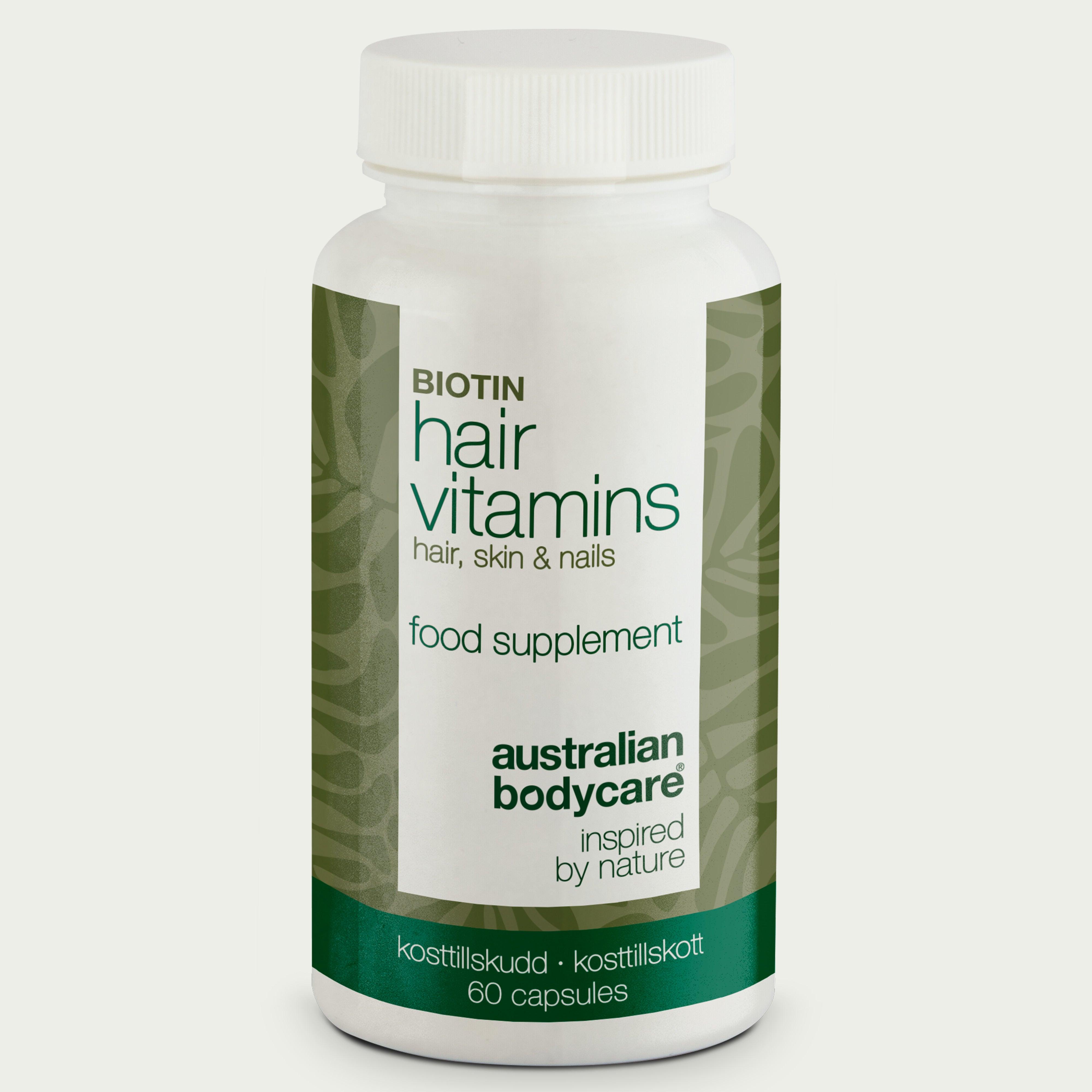 Australian Bodycare Vitaminer for hår med Biotin, hvit flaske